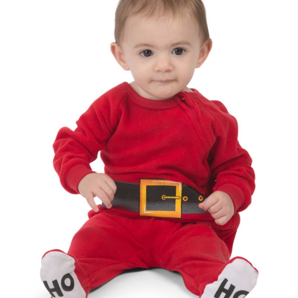 Family PJ's Unisex Baby Boy or Girls Santa Suit Christmas Footed Pajamas Red NWT